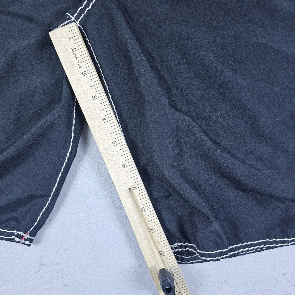 True Religion Boardshorts Mens 33 Black Flap Pockets Swim Surf Trunks 10